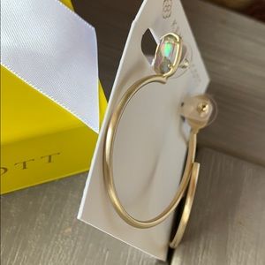 Kendra Scott Gold hoop Aqua Illusion stone